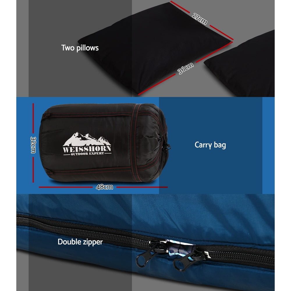 Weisshorn Sleeping Bag Camping Hiking Tent Outdoor Comfort 5 Degree Navy-Outdoor > Camping-PEROZ Accessories