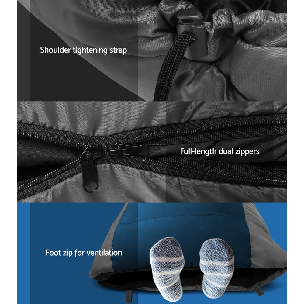 Weisshorn Sleeping Bag Camping Hiking Tent Winter Outdoor Comfort 0 Degree Navy-Outdoor > Camping-PEROZ Accessories