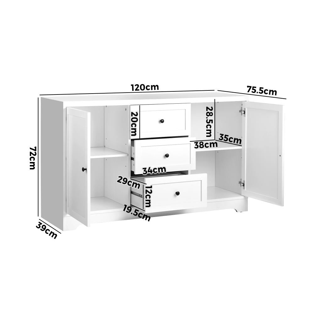 Oikiture Buffet Sideboard Cabinet Storage Cupboard Hallway Hamptons Furniture-Sideboard-PEROZ Accessories