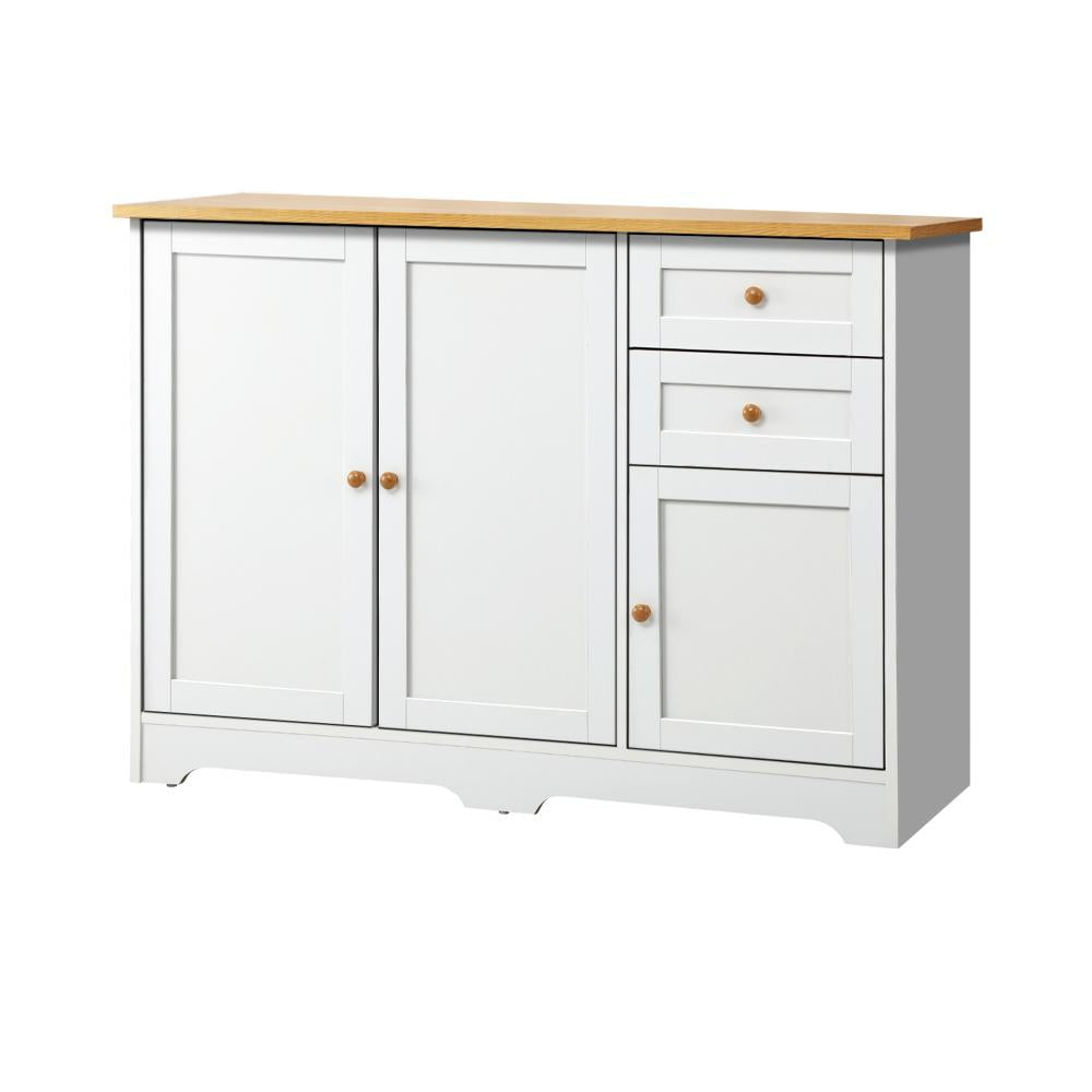 Oikiture Chest of Drawers with 2 Drawers and 2 Cabinet Buffet Sideboard Hallway Storage-Sideboard-PEROZ Accessories