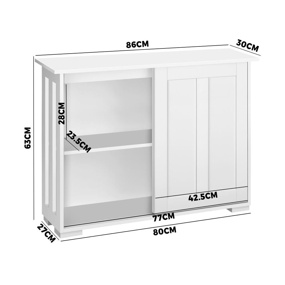 Oikiture Sideboard Buffet Side Hallway Table Floor Cabinets Desk Storage Cupboard Shelf Home Furniture _White-Sideboard-PEROZ Accessories