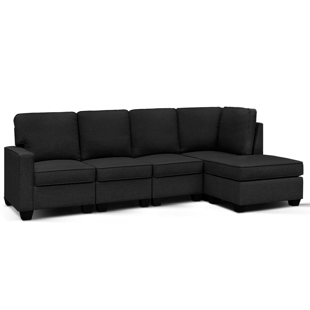 Artiss Sofa Lounge Set 5 Seater Modular Chaise Chair Suite Couch Dark Grey-Furniture > Sofas - Peroz Australia - Image - 2