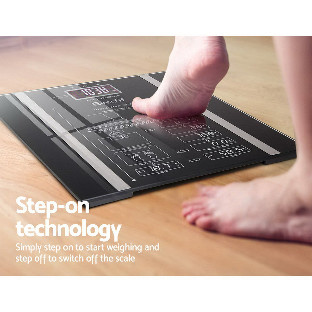 Everfit Bathroom Scales Digital Body Fat Scale 180KG Electronic Monitor Tracker-Home & Garden > Scales-PEROZ Accessories
