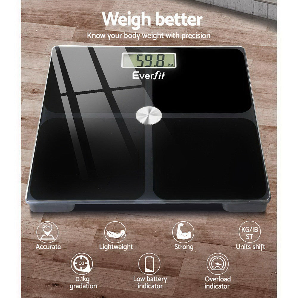 Everfit Bathroom Scales Digital Weighing Scale 180KG Electronic Monitor Tracker-Home & Garden > Scales-PEROZ Accessories
