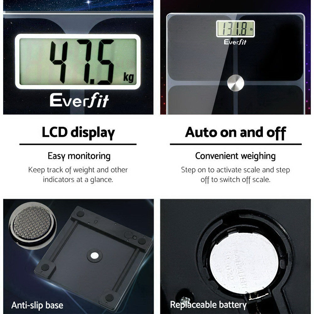 Everfit Bathroom Scales Digital Weighing Scale 180KG Electronic Monitor Tracker-Home & Garden > Scales-PEROZ Accessories