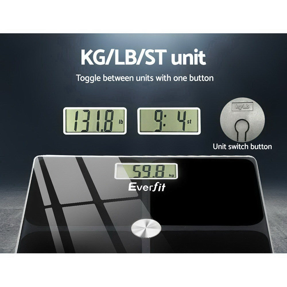 Everfit Bathroom Scales Digital Weighing Scale 180KG Electronic Monitor Tracker-Home & Garden > Scales-PEROZ Accessories