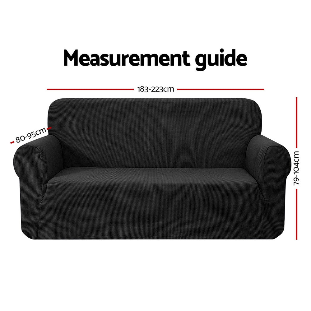 Artiss High Stretch Sofa Cover Couch Lounge Protector Slipcovers 3 Seater Black-Furniture > Sofas - Peroz Australia - Image - 2