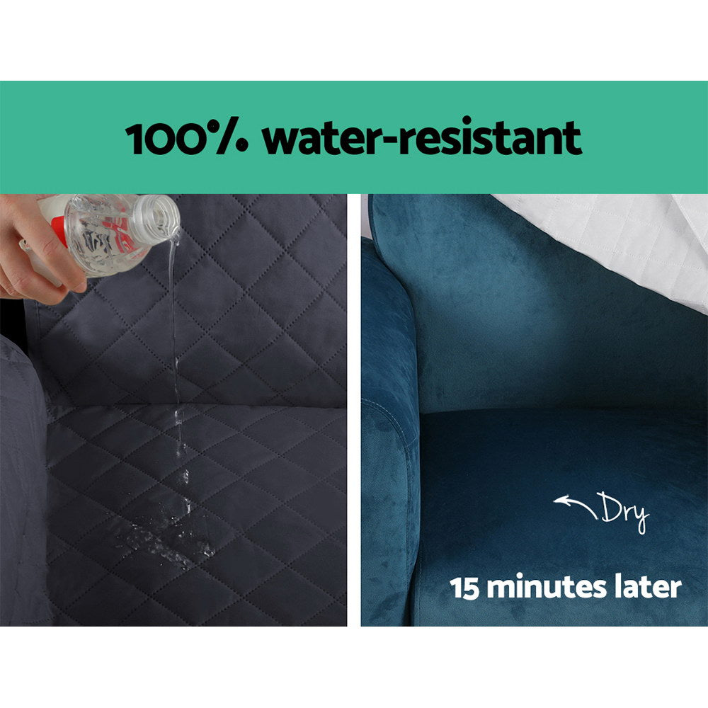 Artiss Sofa Cover Quilted Couch Covers 100% Water Resistant 3 Seater Dark Grey-Furniture > Sofas - Peroz Australia - Image - 4