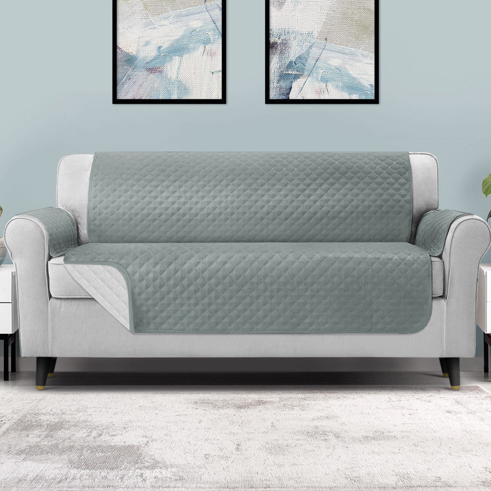 Artiss Sofa Cover Quilted Couch Covers 100% Water Resistant 4 Seater Grey-Furniture > Sofas - Peroz Australia - Image - 8