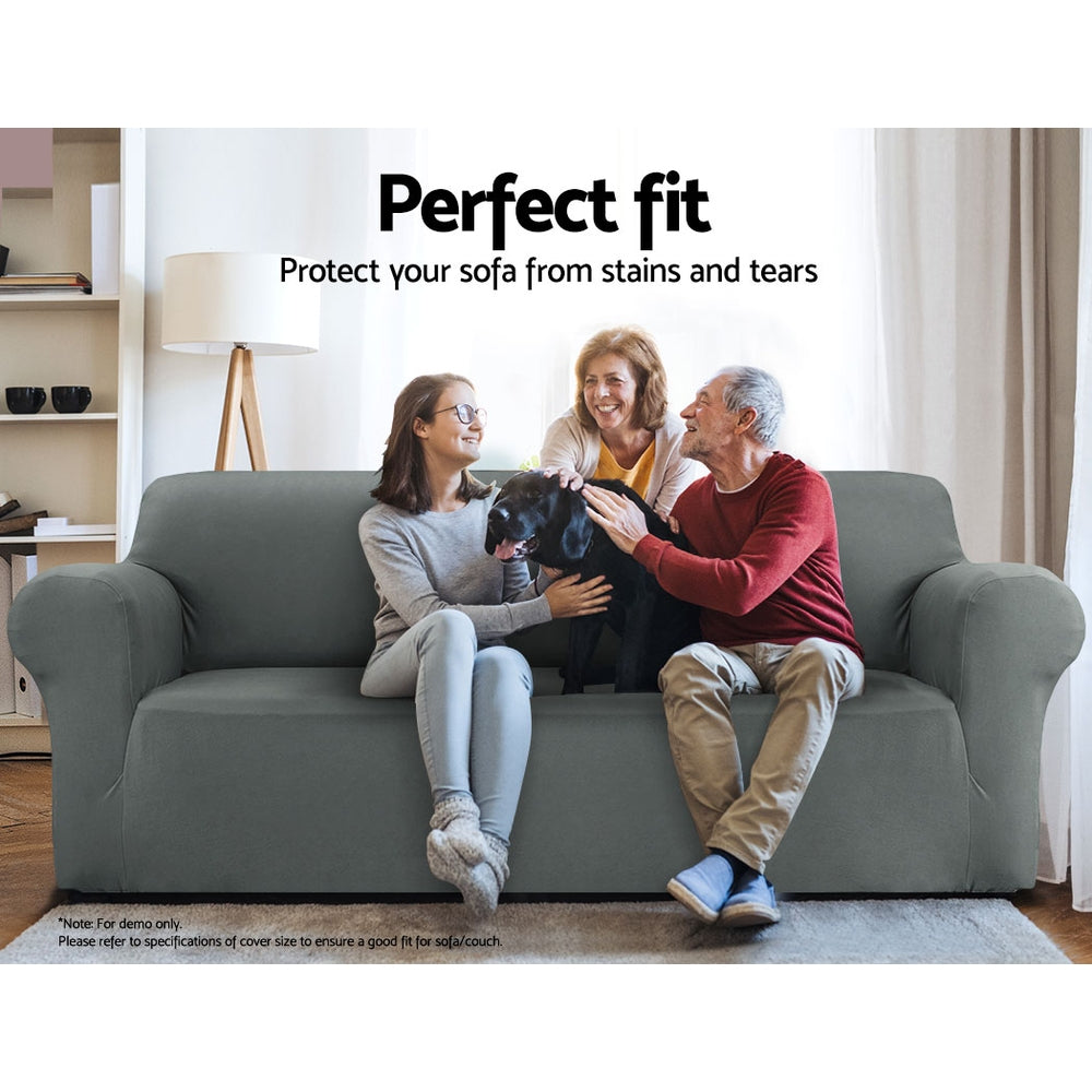 Artiss Sofa Cover Elastic Stretchable Couch Covers Grey 2 Seater-Furniture > Sofas - Peroz Australia - Image - 3