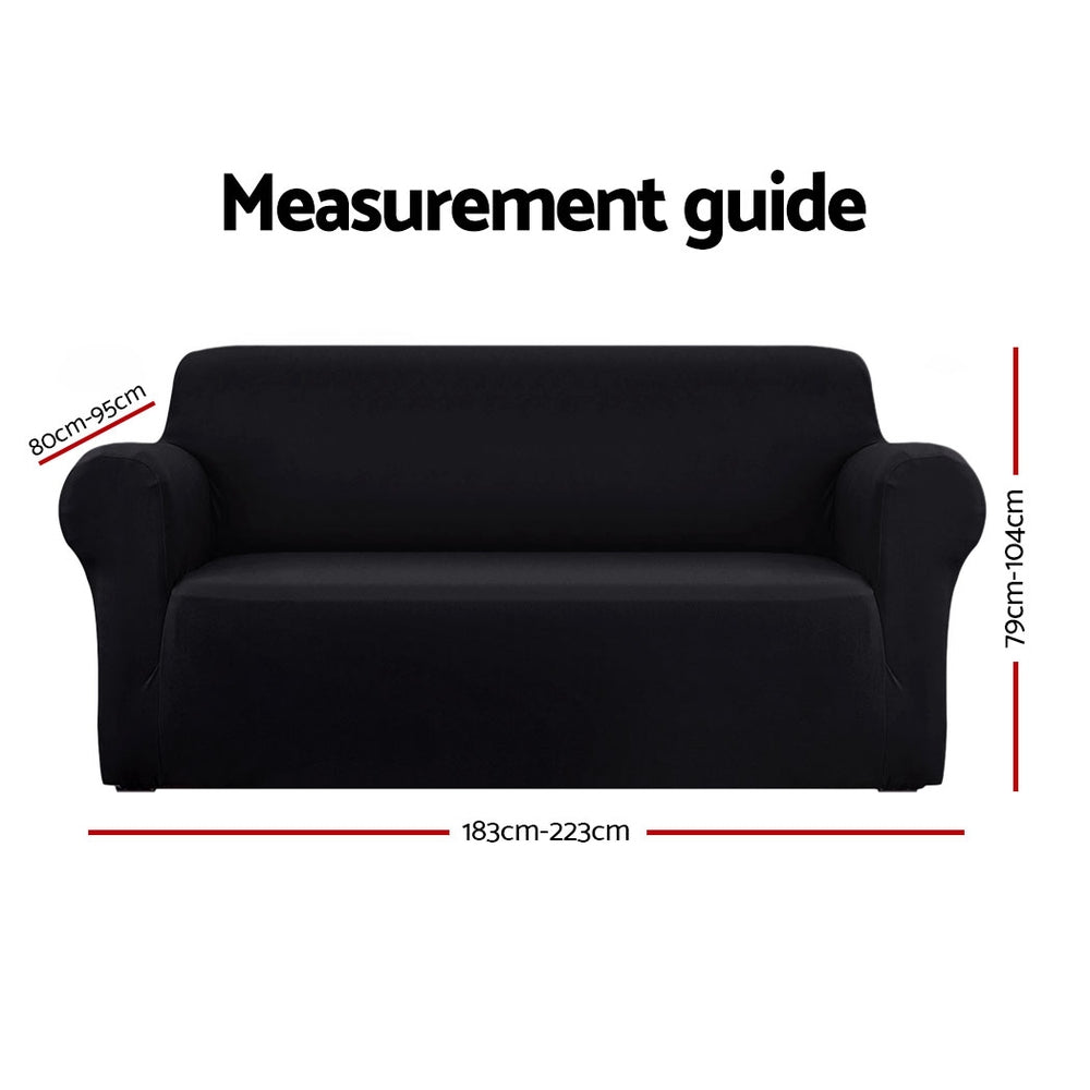 Artiss Sofa Cover Elastic Stretchable Couch Covers Black 3 Seater-Furniture > Sofas - Peroz Australia - Image - 2