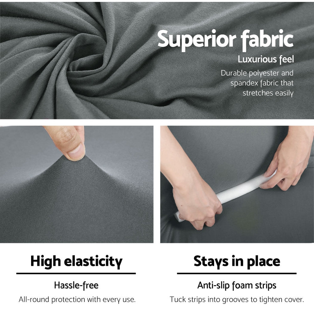 Artiss Sofa Cover Elastic Stretchable Couch Covers Grey 3 Seater-Furniture > Sofas - Peroz Australia - Image - 4