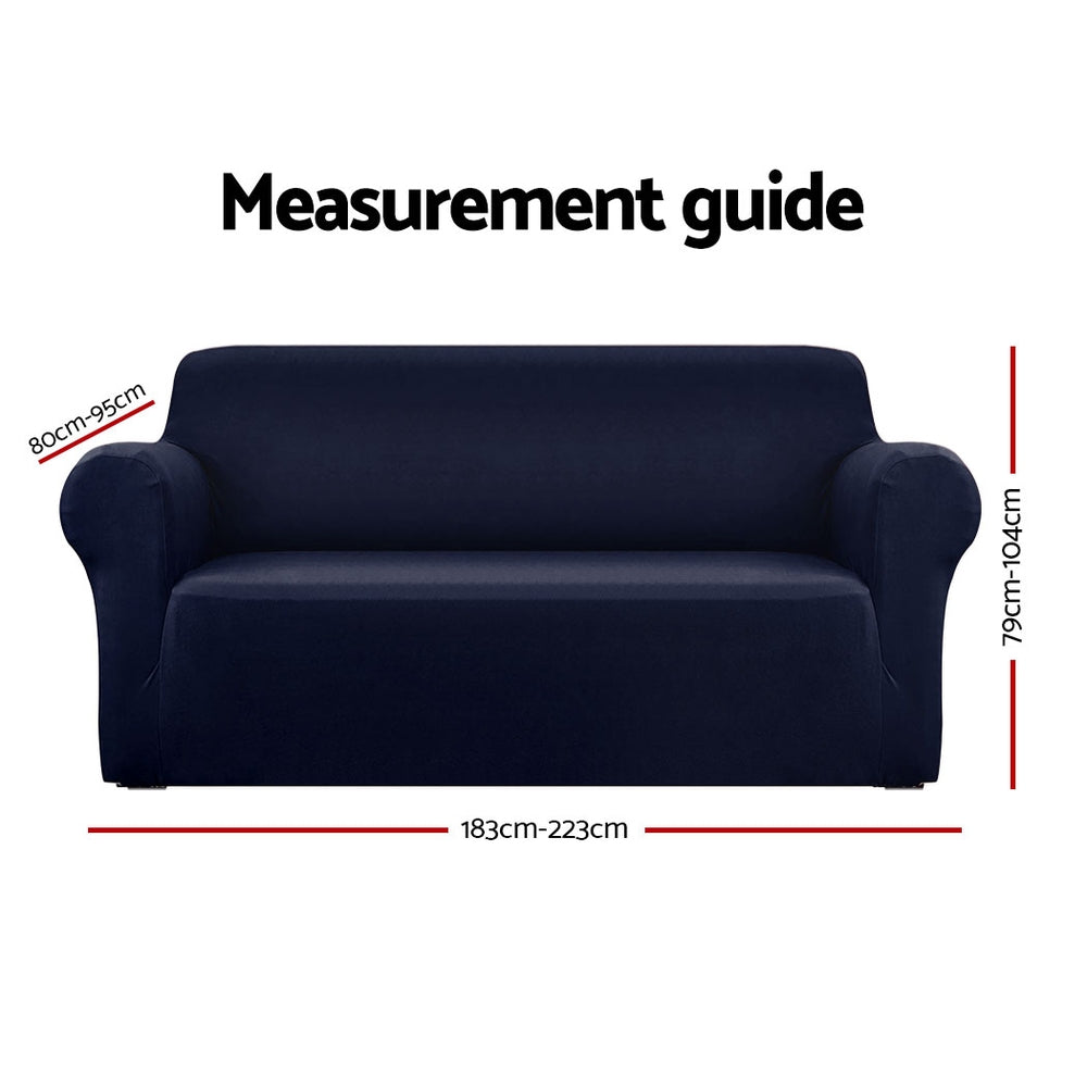 Artiss Sofa Cover Elastic Stretchable Couch Covers Navy 3 Seater-Furniture > Sofas - Peroz Australia - Image - 2