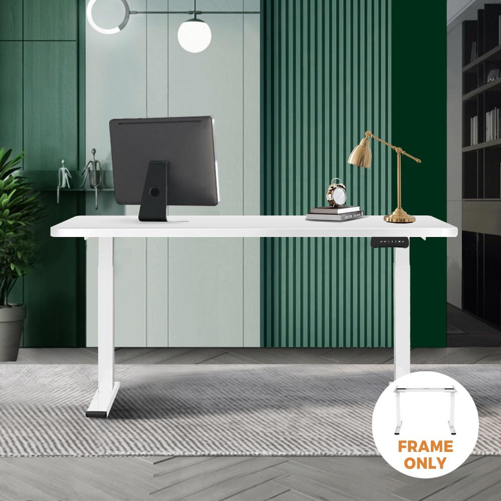 Oikiture Office Standing Desk Frame Sit Stand Table Leg Motorised Dual Motor White(Frame Only)-Standing Desk-PEROZ Accessories