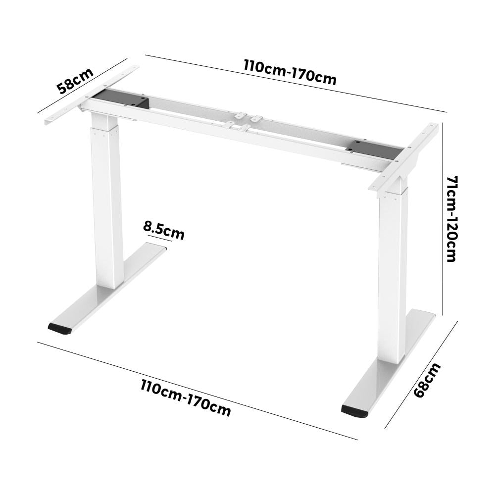 Oikiture Office Standing Desk Frame Sit Stand Table Leg Motorised Dual Motor White(Frame Only)-Standing Desk-PEROZ Accessories