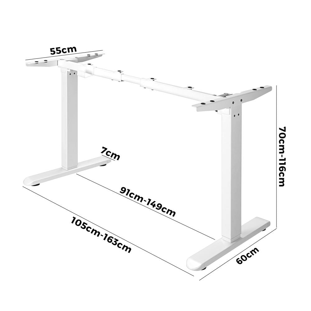 Oikiture Standing Desk Height Adjustbale Sit Stand Desk with Single Motorised Electric Fram for Home Office White Frame Only-Standing Desk-PEROZ Accessories