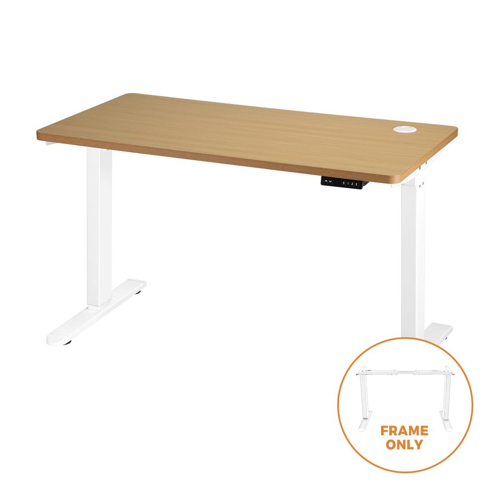 Oikiture Standing Desk Height Adjustbale Sit Stand Desk with Single Motorised Electric Fram for Home Office White Frame Only-Standing Desk-PEROZ Accessories
