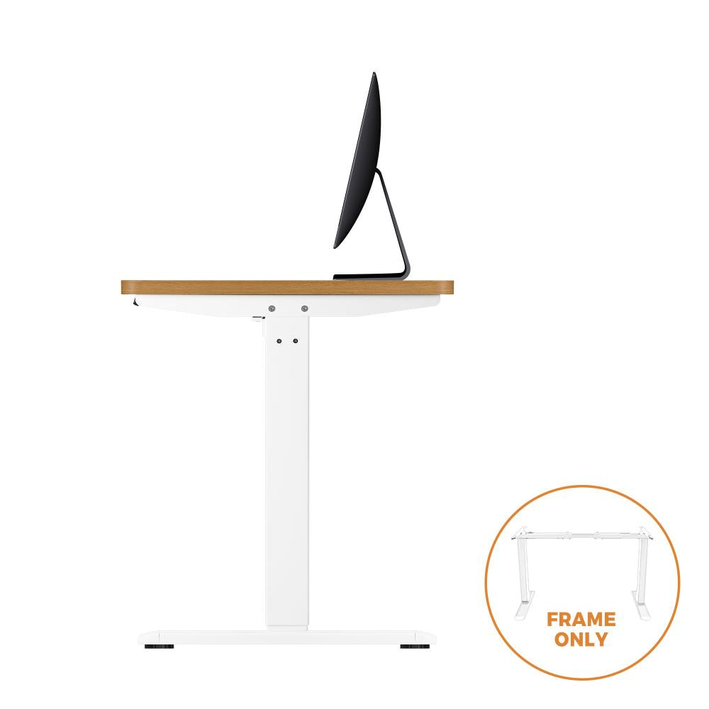 Oikiture Standing Desk Height Adjustbale Sit Stand Desk with Single Motorised Electric Fram for Home Office White Frame Only-Standing Desk-PEROZ Accessories