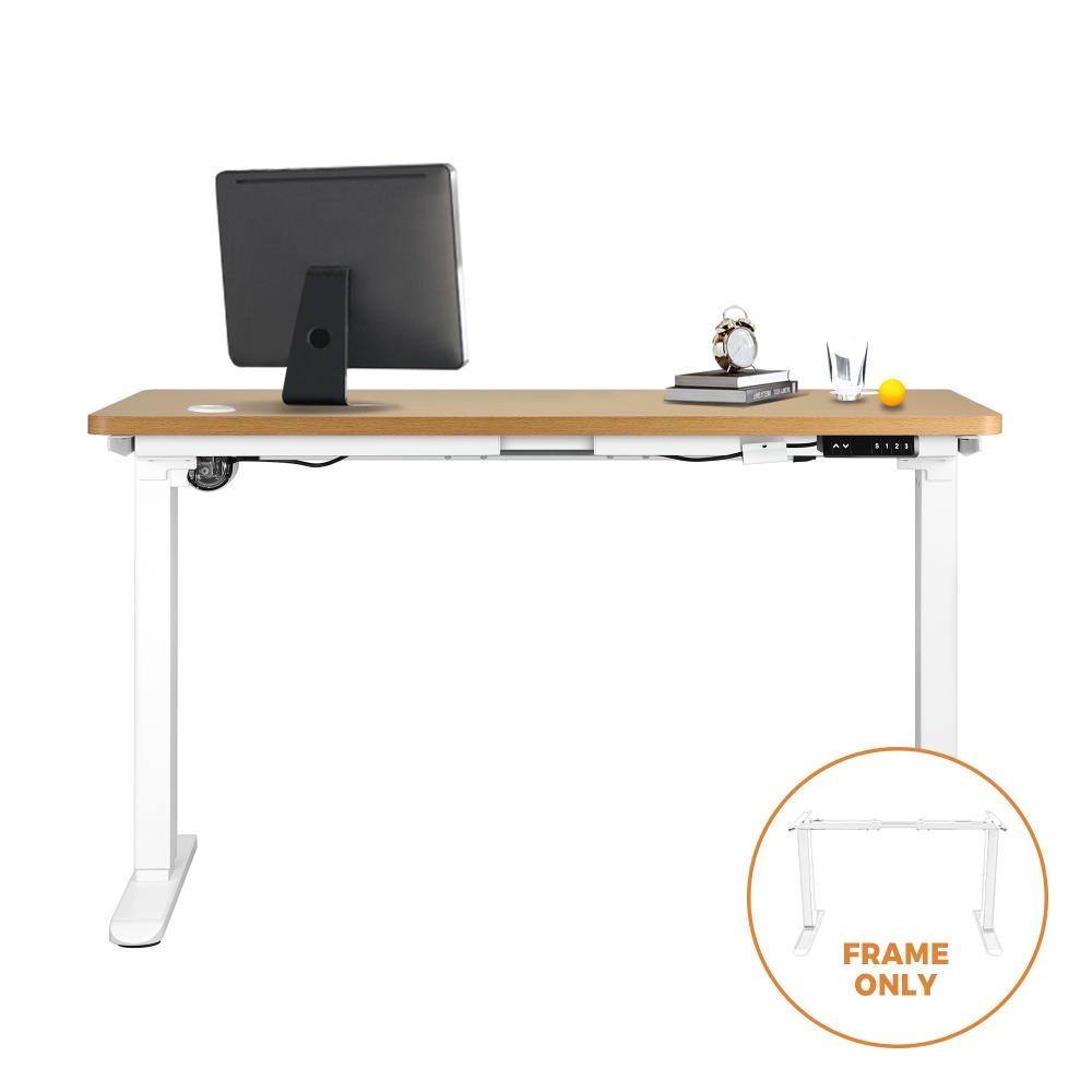 Oikiture Standing Desk Height Adjustbale Sit Stand Desk with Single Motorised Electric Fram for Home Office White Frame Only-Standing Desk-PEROZ Accessories