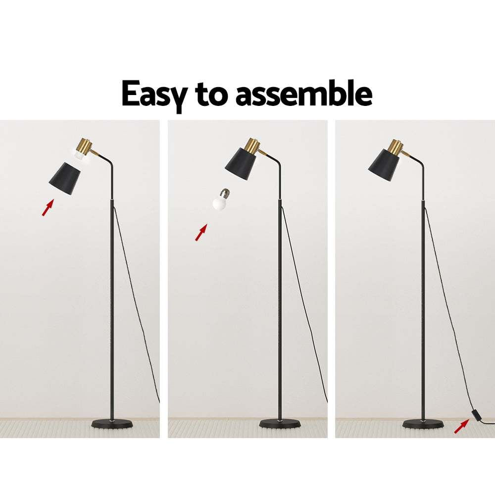 Artiss Floor Lamp Modern Light Stand LED Home Room Office Reading Black-Furniture > Living Room-PEROZ Accessories
