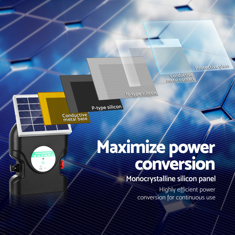 Giantz 20km Electric Fence Energiser Solar Energizer Charger Farm Animal 1.2J-Pet Care > Farm Supplies-PEROZ Accessories
