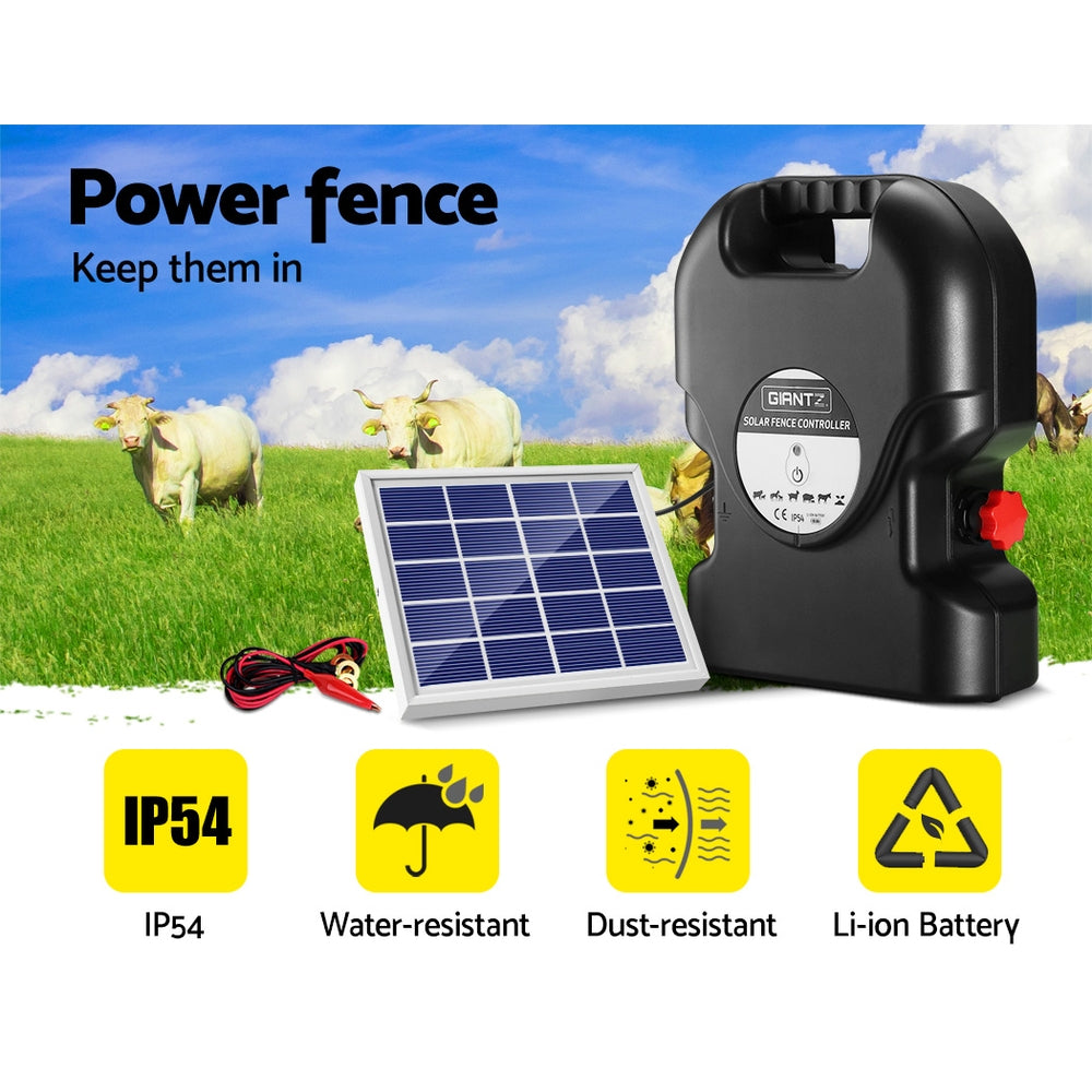 Giantz Electric Fence Energiser Solar Fencing Energizer Charger Farm Animal 15km 0.8J-Pet Care > Farm Supplies-PEROZ Accessories