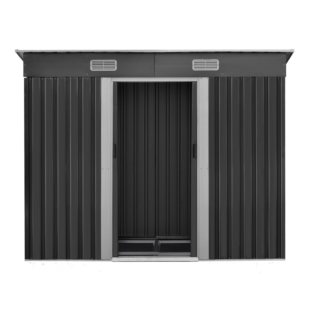 Giantz Garden Shed Outdoor Storage Sheds 2.38x1.31M Tool Metal Base House Grey-Home & Garden > Storage-PEROZ Accessories