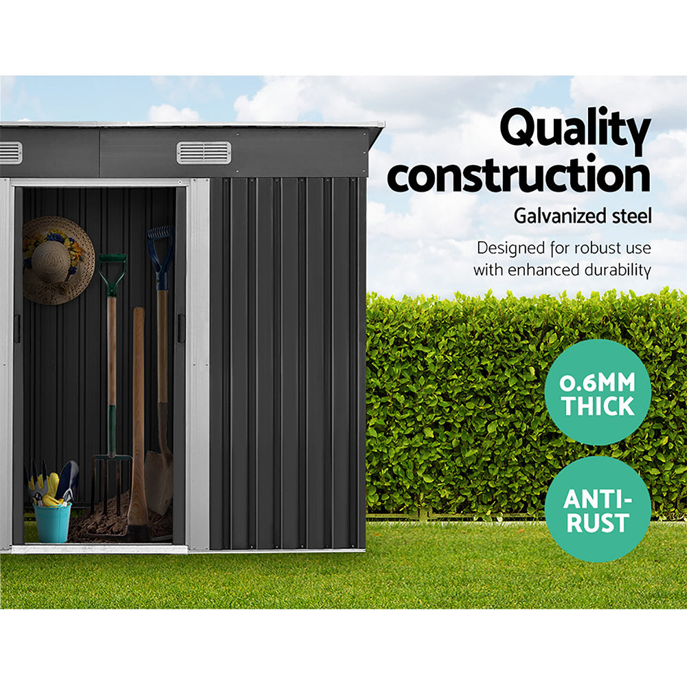 Giantz Garden Shed Outdoor Storage Sheds 2.38x1.31M Tool Metal Base House Grey-Home & Garden > Storage-PEROZ Accessories