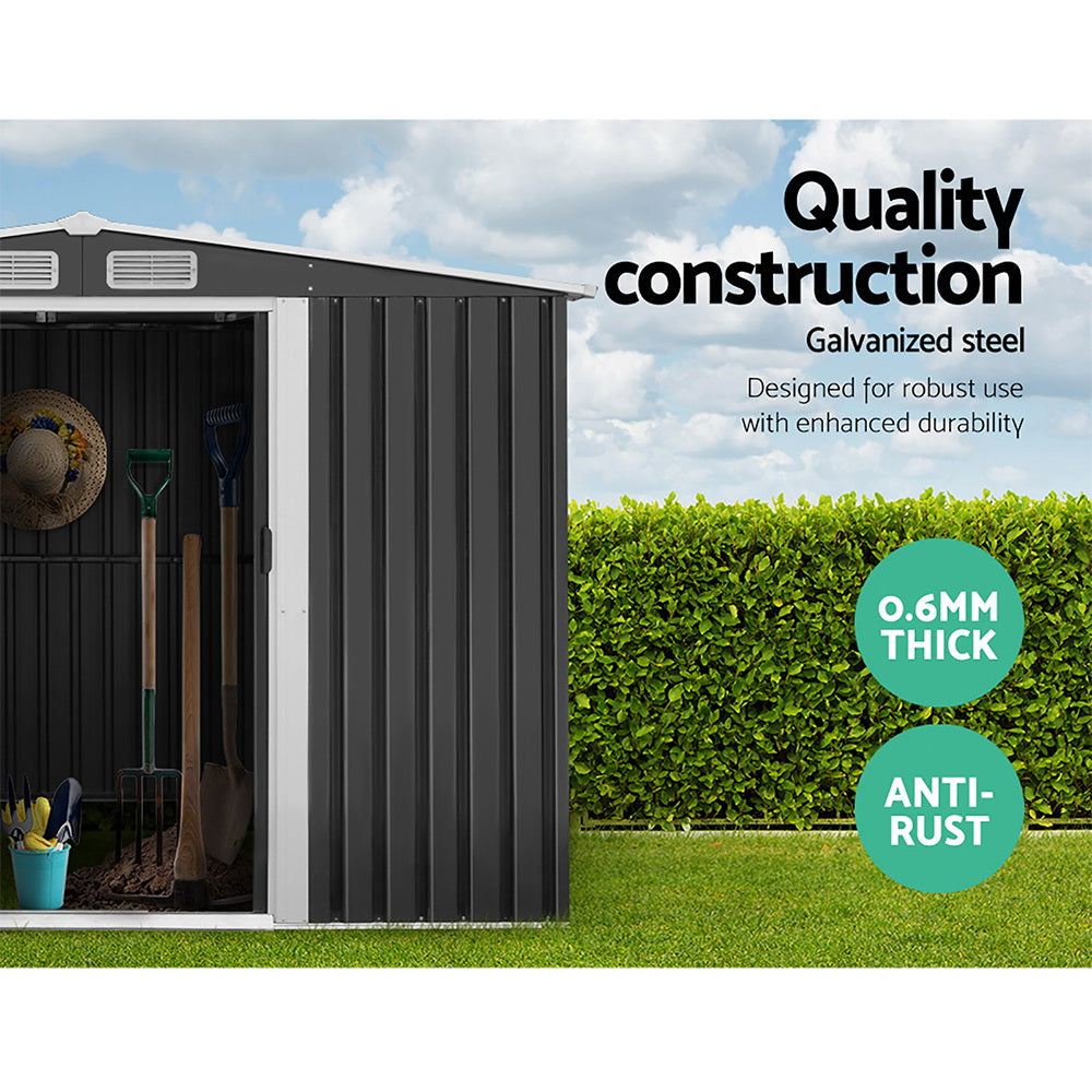 Giantz Garden Shed Outdoor Storage Sheds 2.58x3.14x2.02M Workshop Metal Base Grey-Home & Garden > Storage-PEROZ Accessories