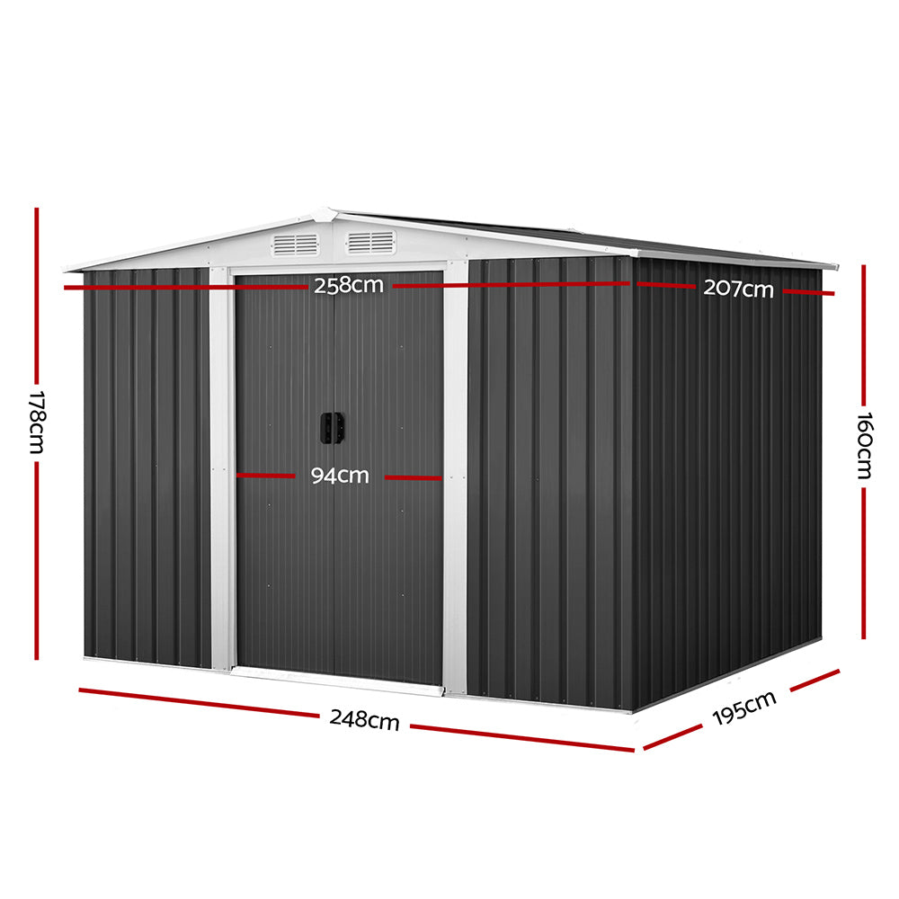 Giantz Garden Shed Outdoor Storage Sheds Tool Workshop 2.58X2.07M-Home & Garden > Storage-PEROZ Accessories