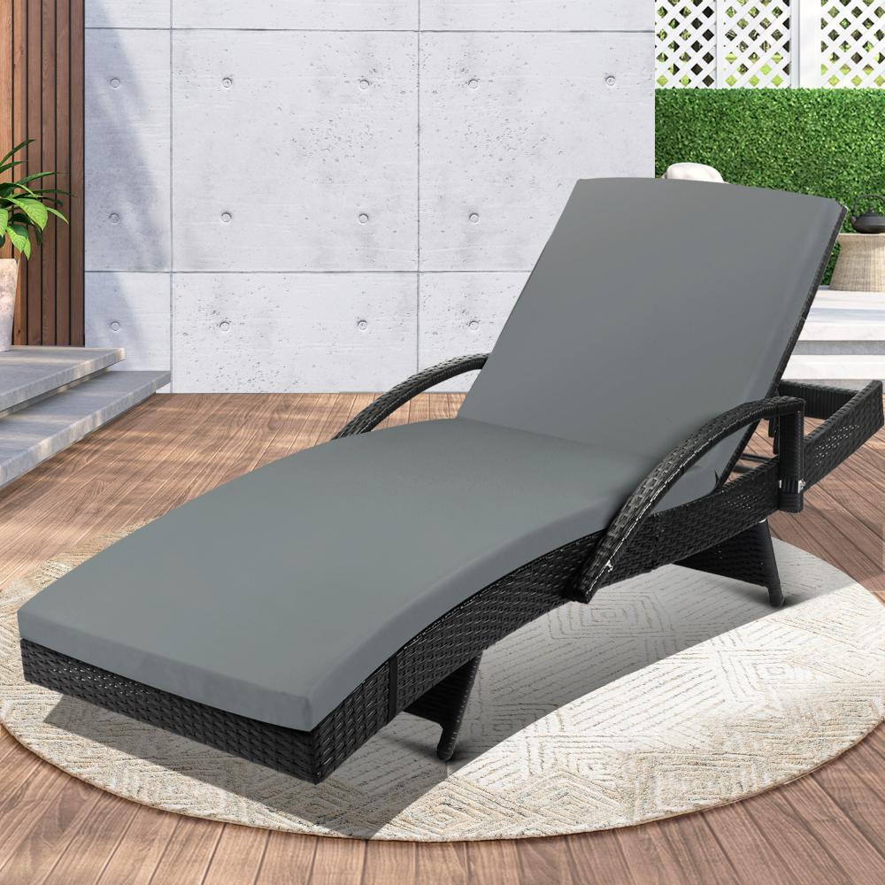 Livsip Outdoor Furniture Sun Lounger Wicker Lounge Patio Sofa Rattan Day Bed-Sun Lounge-PEROZ Accessories