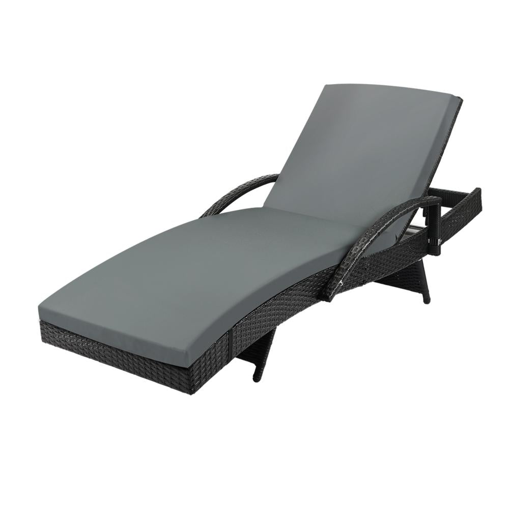 Livsip Outdoor Furniture Sun Lounger Wicker Lounge Patio Sofa Rattan Day Bed-Sun Lounge-PEROZ Accessories