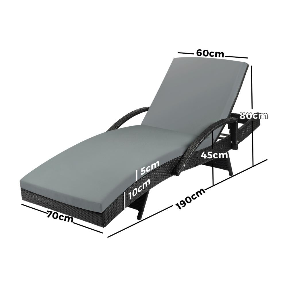 Livsip Outdoor Furniture Sun Lounger Wicker Lounge Patio Sofa Rattan Day Bed-Sun Lounge-PEROZ Accessories