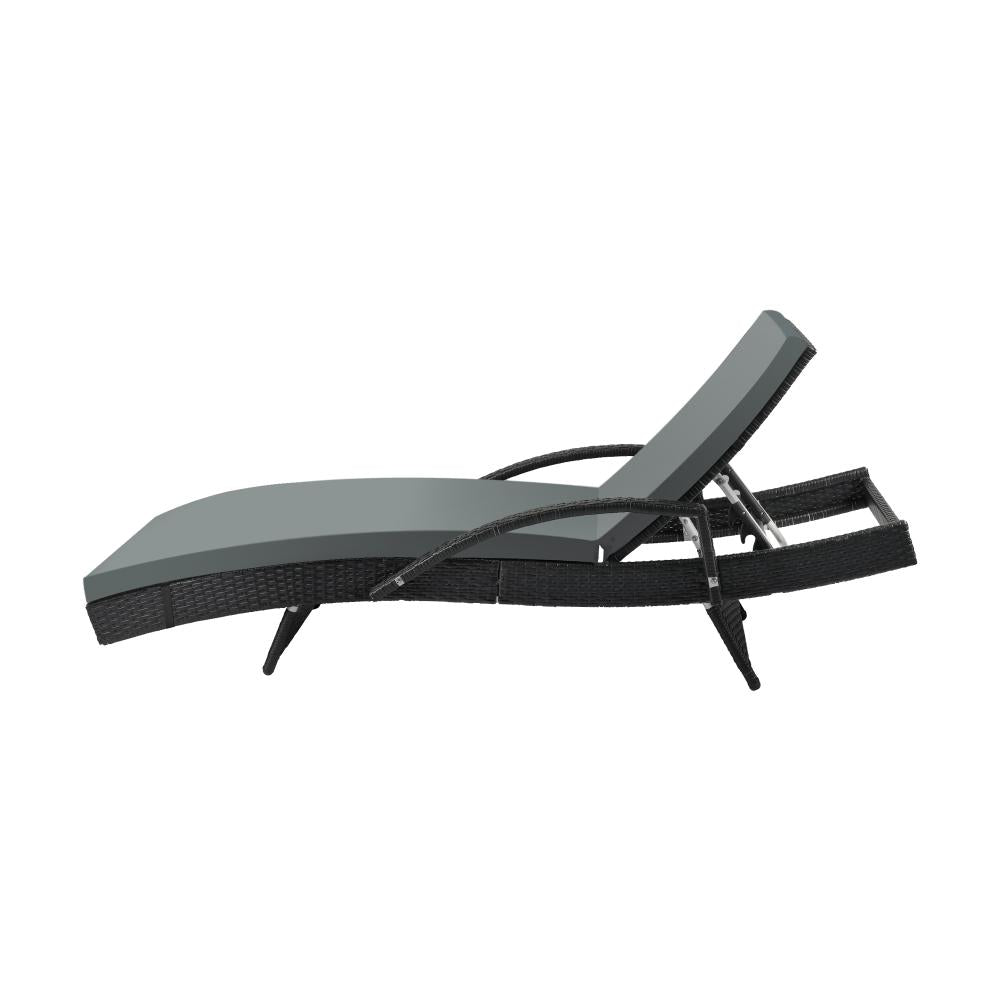 Livsip Outdoor Furniture Sun Lounger Wicker Lounge Patio Sofa Rattan Day Bed-Sun Lounge-PEROZ Accessories