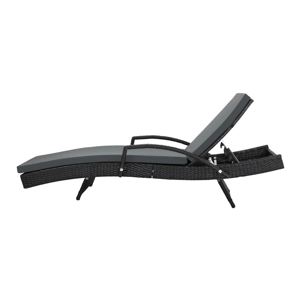 Livsip Outdoor Furniture Sun Lounger Wicker Lounge Patio Sofa Rattan Day Bed-Sun Lounge-PEROZ Accessories