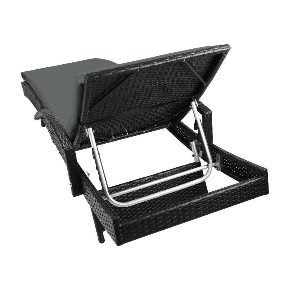 Livsip Outdoor Furniture Sun Lounger Wicker Lounge Patio Sofa Rattan Day Bed-Sun Lounge-PEROZ Accessories