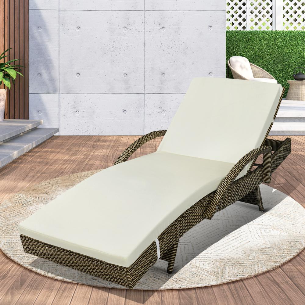 Livsip Sun Lounger Wicker Lounge Day Bed Sofa Outdoor Patio Set Pool Furniture-Sun Lounge-PEROZ Accessories