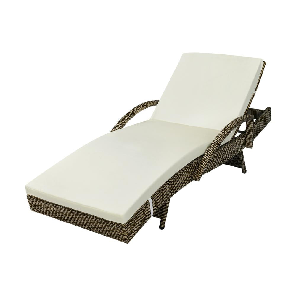 Livsip Sun Lounger Wicker Lounge Day Bed Sofa Outdoor Patio Set Pool Furniture-Sun Lounge-PEROZ Accessories