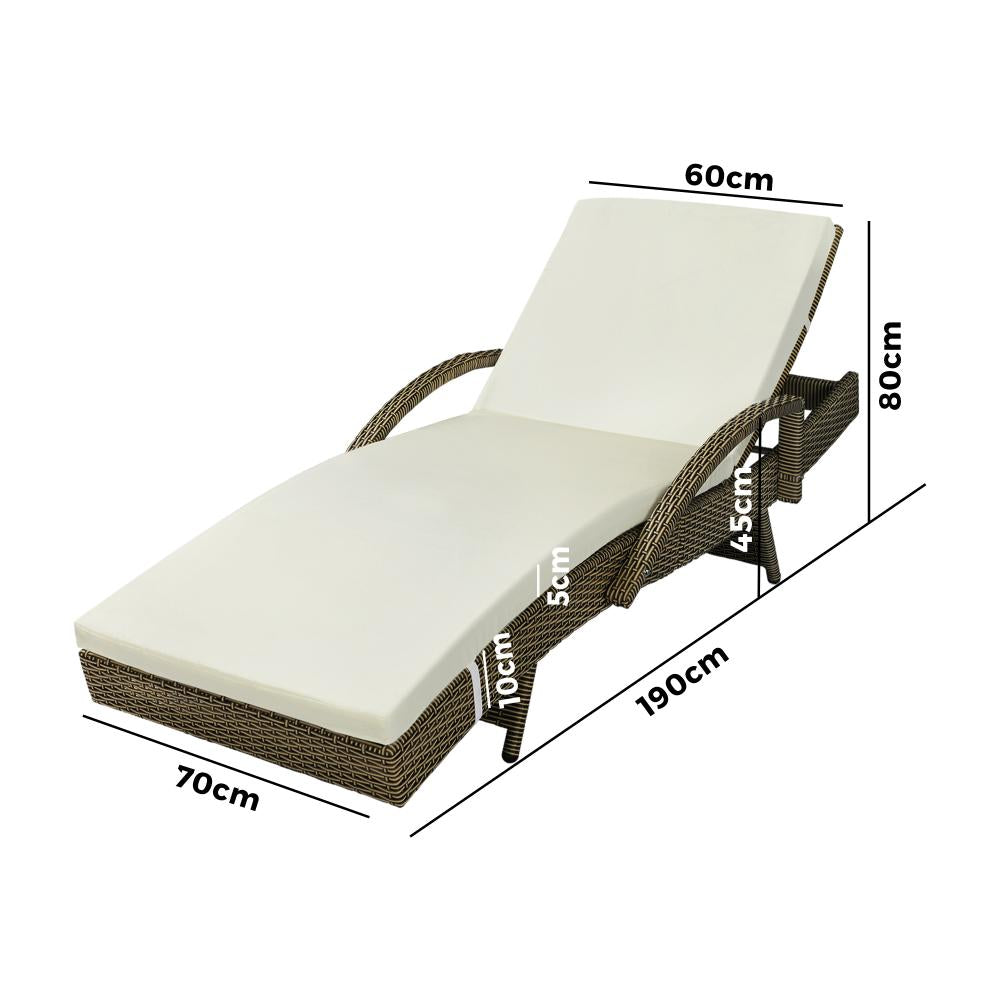 Livsip Sun Lounger Wicker Lounge Day Bed Sofa Outdoor Patio Set Pool Furniture-Sun Lounge-PEROZ Accessories