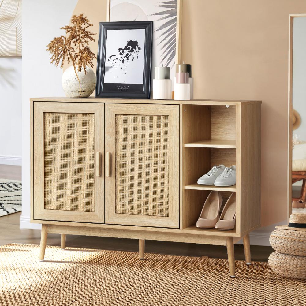 Oikiture Shoe Rack Shoes Storage Cabinet Sideboard Organiser Rattan Furniture-Shoe Storage Cabinet-PEROZ Accessories