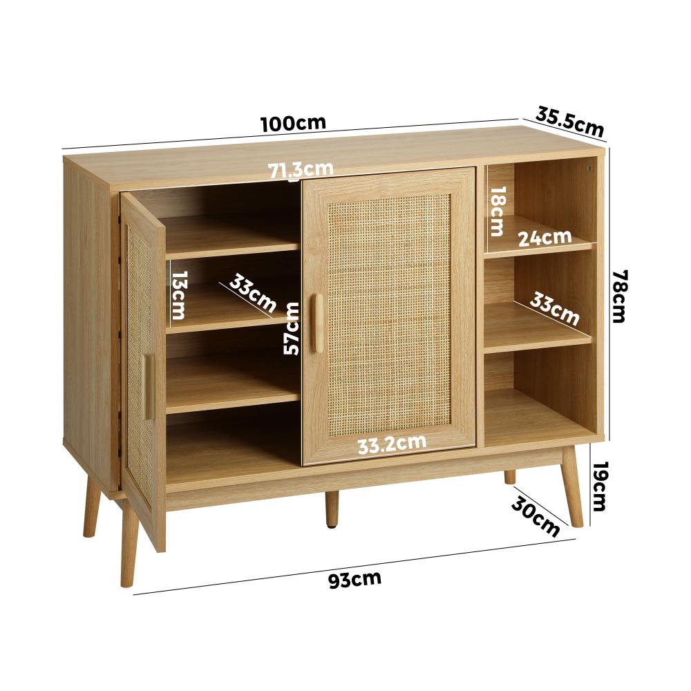 Oikiture Shoe Rack Shoes Storage Cabinet Sideboard Organiser Rattan Furniture-Shoe Storage Cabinet-PEROZ Accessories