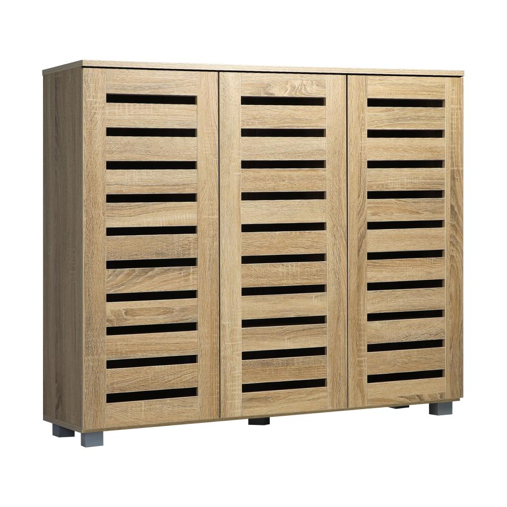 Oikiture Shoes Cabinet Shoe Storage Rack Organiser Shelf 3 Doors 30 Pairs Wooden-Shoe Storage Cabinet-PEROZ Accessories