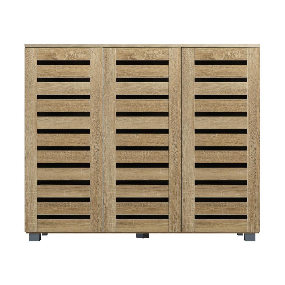 Oikiture Shoes Cabinet Shoe Storage Rack Organiser Shelf 3 Doors 30 Pairs Wooden-Shoe Storage Cabinet-PEROZ Accessories