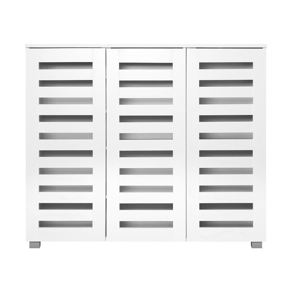 Oikiture Shoes Cabinet Shoe Storage Rack Organiser Shelf 3 Doors 30 Pairs White-Shoe Storage Cabinet-PEROZ Accessories