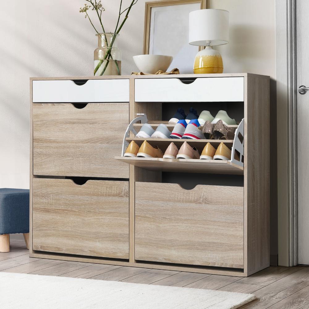 Oikiture Shoe Rack Shoe Storage Cabinet Cupboard Organiser Shelf Wooden 36 Pairs-Shoe Storage Cabinet-PEROZ Accessories