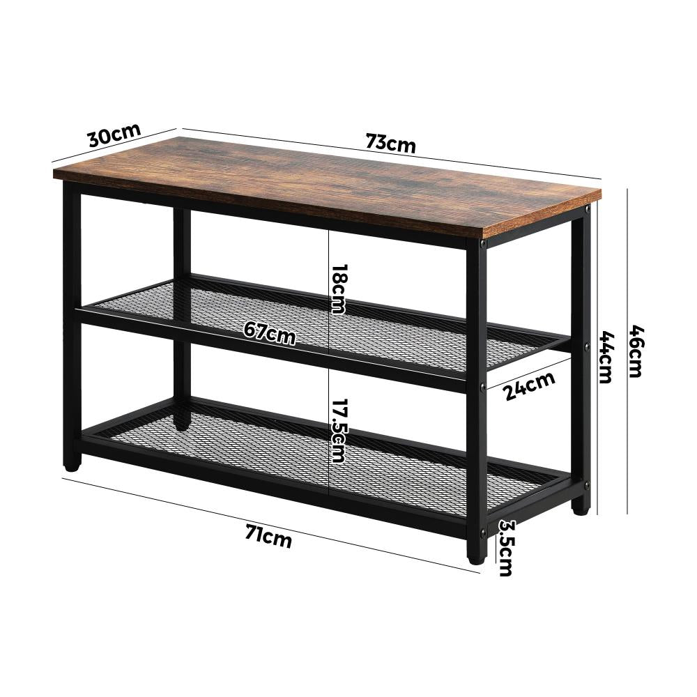Oikiture Shoe Cabinet Bench Shoes Rack Shelf Storage 3-Tier Industrial Furniture-Shoe Bench-PEROZ Accessories