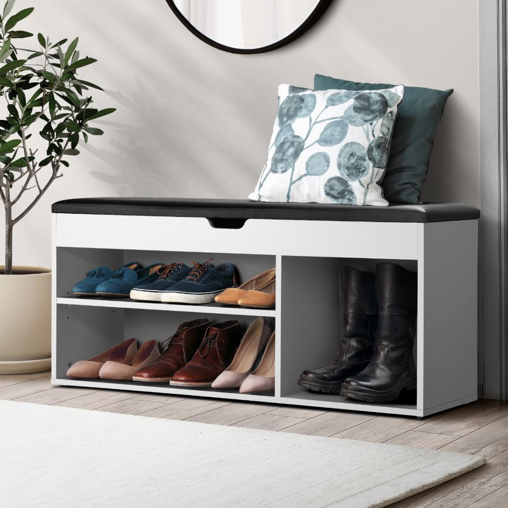 Oikiture Shoe Cabinet Bench Shoe Storage Rack PU Padded Seat Organiser Shelf-Shoe Bench-PEROZ Accessories