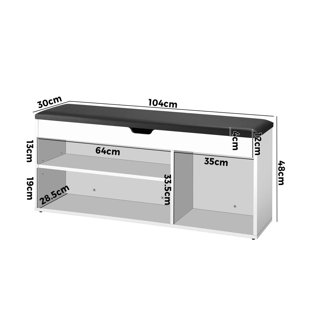 Oikiture Shoe Cabinet Bench Shoe Storage Rack PU Padded Seat Organiser Shelf-Shoe Bench-PEROZ Accessories