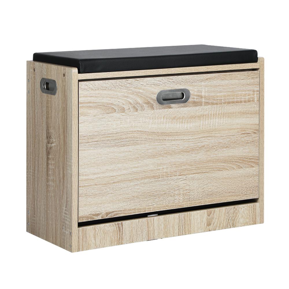 Oikiture Shoe Cabinet Bench Shoes Storage Shelves Shelf Organiser Cupboard Wooden 0.6M 15 Pairs-Shoe Bench-PEROZ Accessories