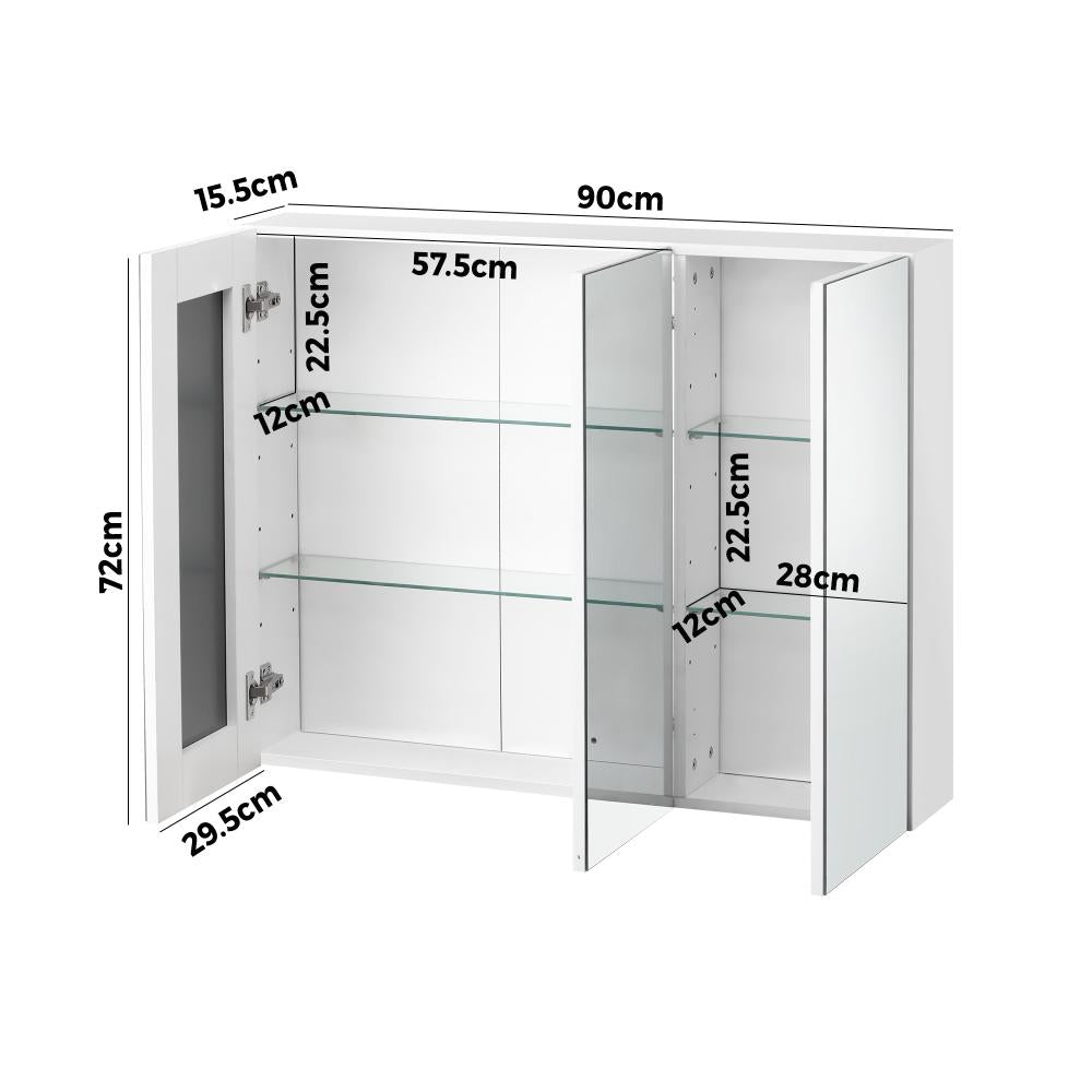Oikiture Bathroom Mirror Cabinet Vanity Medicine Wall Storage 900mm x 720mm-Bathroom Cabinet-PEROZ Accessories